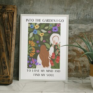 Floral Garden Art Print, Woman with Flowers, Botanical Wall Decor