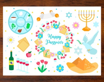 Placemat Happy Passover / Printable Placemat/ Instant Digital Download /2 sizes: A3/A4 / PDF / JPG / 300dpi