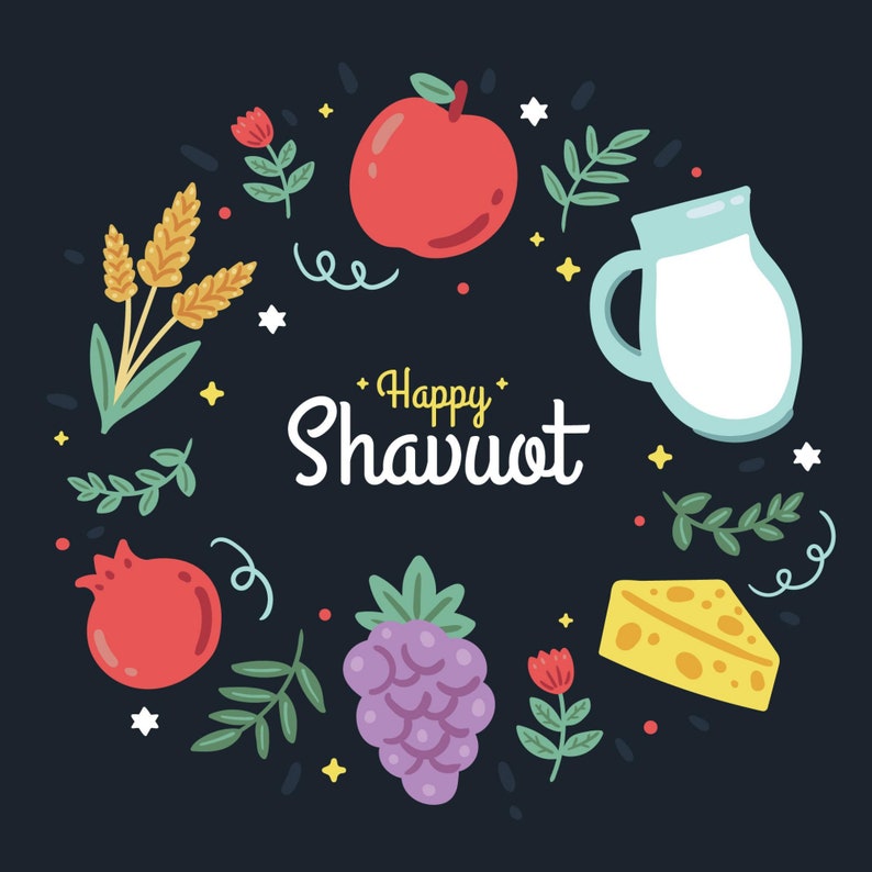 Shavuot Seamless Pattern/Digital Paper/Pattern Pdf Printable/Shavuot Symbols Printable/Shavout/Omer Counting/300dpi/Instant Digital Download image 1