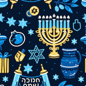 Hanukkah Seamless Pattern / Digital Paper / Pattern Pdf Printable / Hanukkah Symbols Printable / Hannukah / Chanukah / Light Festival 300dpi