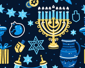 Hanukkah Seamless Pattern / Digital Paper / Pattern Pdf Printable / Hanukkah Symbols Printable / Hannukah / Chanukah / Light Festival 300dpi