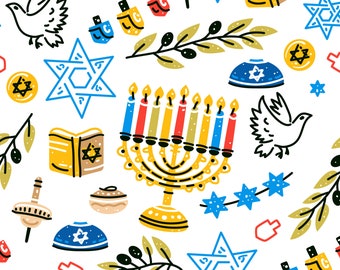 Hanukkah Seamless Pattern / Digital Paper / Pattern Pdf Printable / Hanukkah Symbols Printable / Hannukah / Chanukah / Light Festival 300dpi