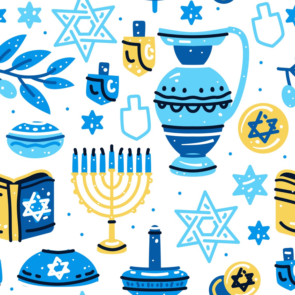 Hanukkah Seamless Pattern / Digital Paper / Pattern Pdf Printable ...