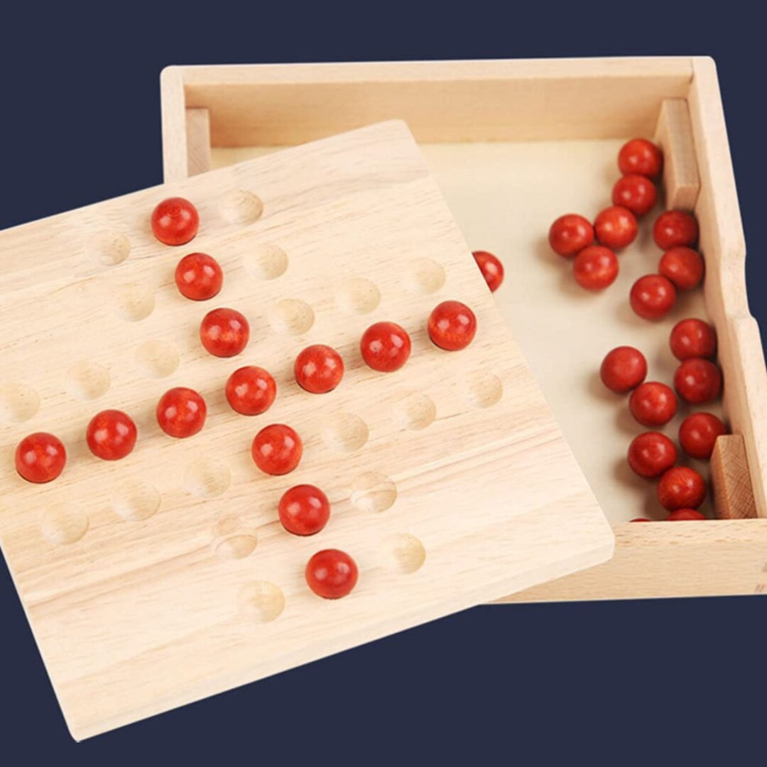 Solitaire Marble Game Wooden Board Game Table Game Family Etsy