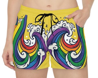 Rainbow Beachwear - Summer Swimwear - Yellow Short Shorts - Women's Casual Shorts