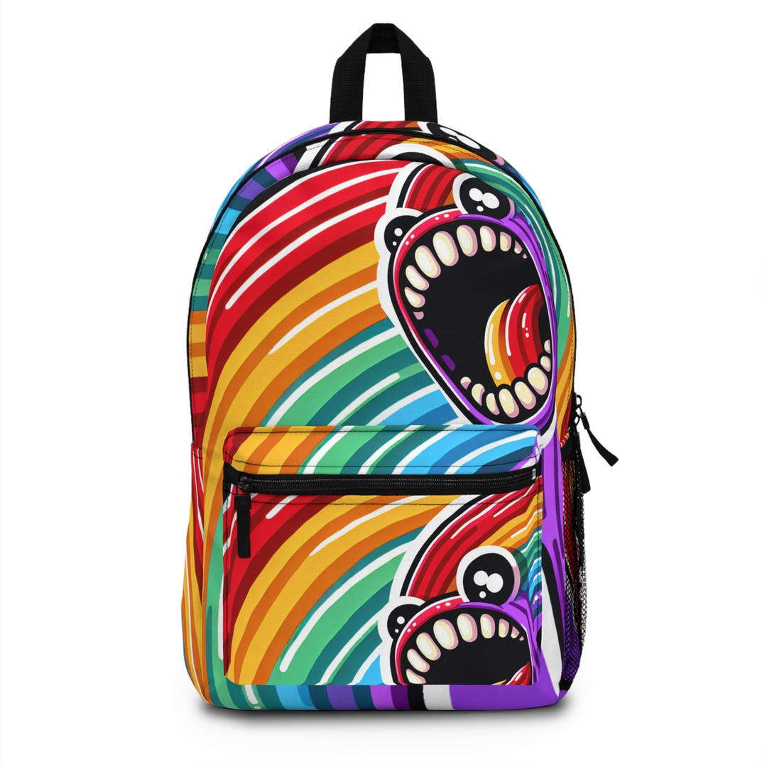 Graphic Monster Backpack: Rainbow Swirl Print, Fun School Bag - Etsy