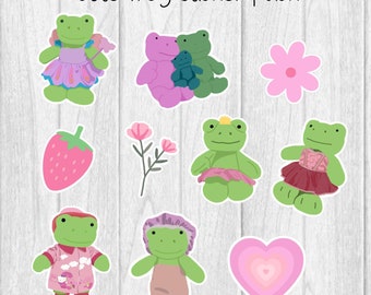 Stuffed Frog Sticker Pack - Cute frog sticker pack