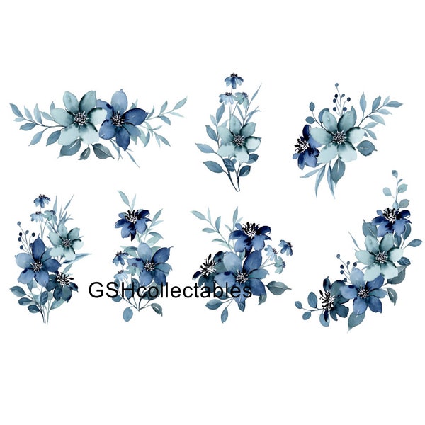 Furniture Decals  Waterslide Vinyl Blue_floral_collection UK