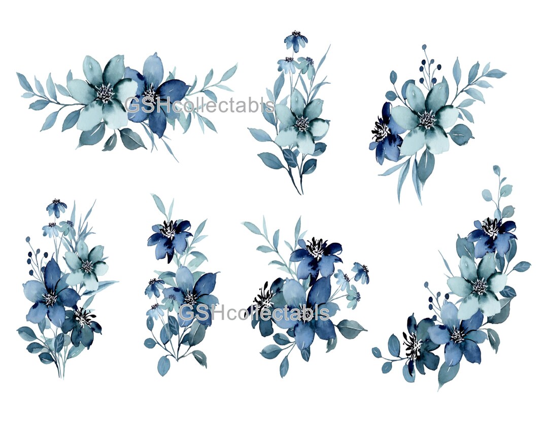 Furniture Decals Waterslide Vinyl Blue_floral_collection Etsy