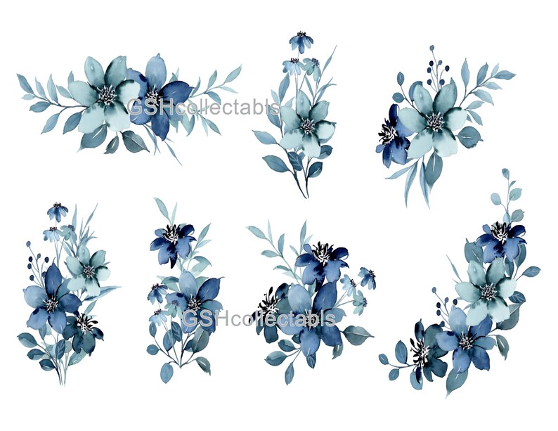 Furniture Decals Waterslide Vinyl Blue_floral_collection Etsy
