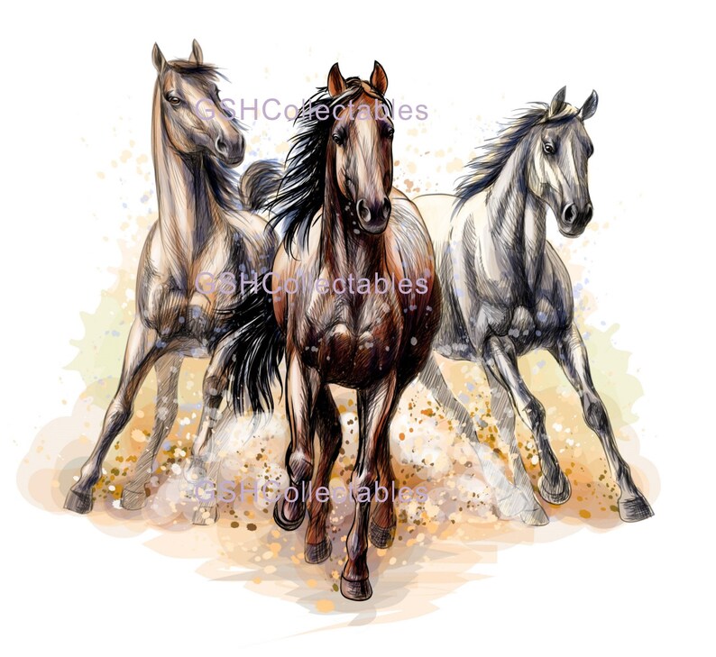 Furniture Decals Waterslide Vinyl Three Horses UK Etsy