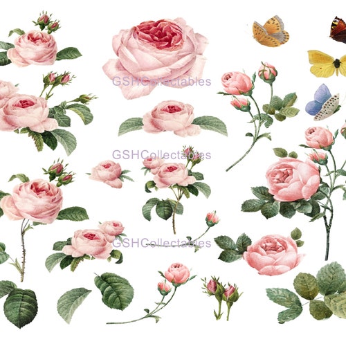 Furniture Decals Waterslide Vinyl Flowers Rose Decals Etsy