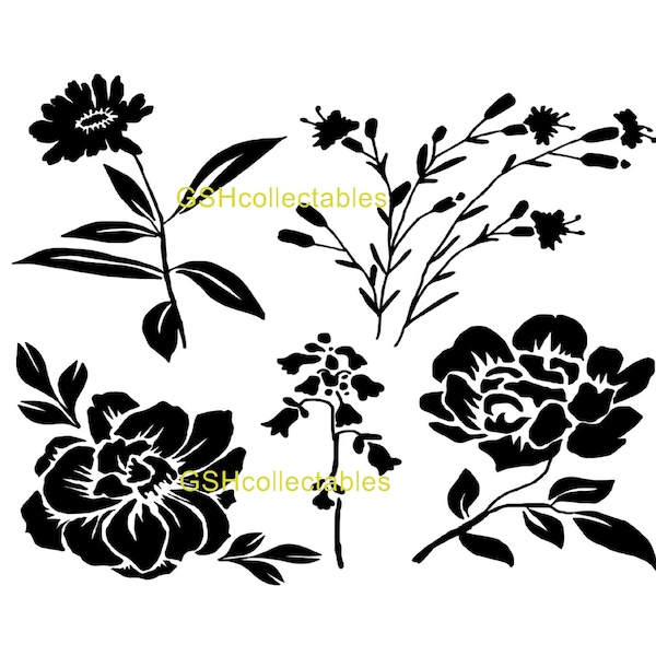 Décalcomanies pour meubles Waterslide Vinyl Black Floral UK