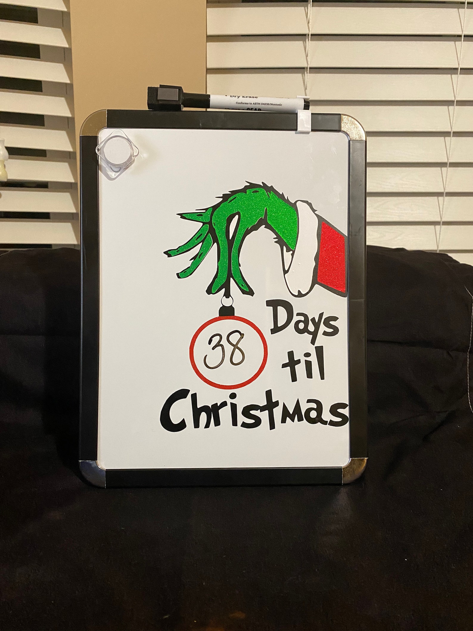 Countdown to Christmas Dry Erase Board With Grinch Hand Etsy