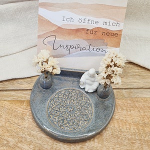 Kartenleiste, Fotohalter, Alternative zu Holz in grau-beige, Räucherstäbchenhalter, Jahreszeitentisch, Räucherstäbchenhalter, Altar