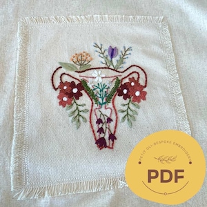 Embroidery PDF Pattern, flower Uterus, uterus design, pdf pattern, Embroidery Pattern, Hand embroidery Pattern, Flower PDF Embroidery