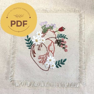Embroidery PDF Pattern, flower Heart, Digital download, pdf pattern, Embroidery Pattern, Hand embroidery Pattern, Flower PDF Embroidery