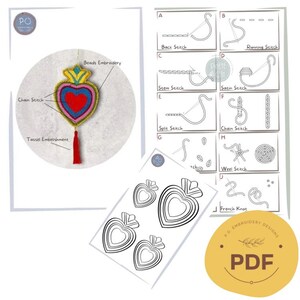 Embroidery PDF Pattern, pdf pattern, Embroidery Pattern, Hand embroidery Pattern, Heart PDF Embroidery, digital download