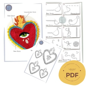 Embroidery PDF Pattern, pdf pattern, Embroidery Pattern, Hand embroidery Pattern, Heart PDF Embroidery, digital download