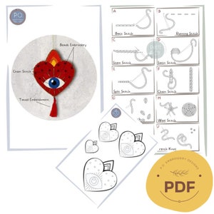 Embroidery PDF Pattern, pdf pattern, Embroidery Pattern, Hand embroidery Pattern, Heart PDF Embroidery, digital download