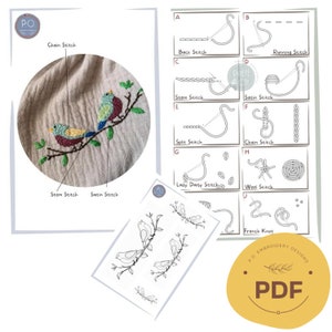 Embroidery PDF Pattern, bird pdf pattern, Embroidery Pattern, Hand embroidery Pattern, bird PDF Embroidery, digital download
