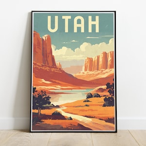 Vintage Utah Travel Poster: Arches National Park Art Print