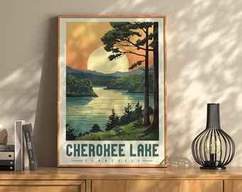 Tims Ford Lake Tennessee Vintage Travel Poster | Tims Ford Lake Travel Poster | Tennessee Wall Decor | Tennessee Art | TN Lake