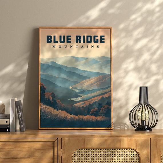 Blue Ridge Mountains Travel Poster: Vintage Style Art Print
