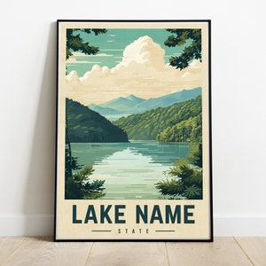 Custom Lake and State Vintage Travel Poster