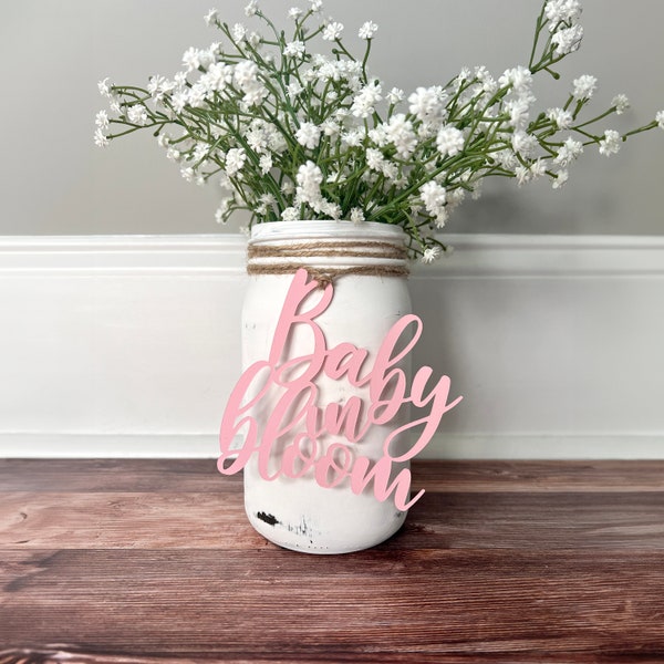 Baby in Bloom | Baby Shower Mason Jar Tags | Girl Baby Shower | Baby Shower Decor |  Baby Shower Decorations | Centerpiece Decor