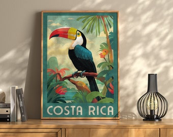 Costa Rica Travel Poster | Costa Rica Travel Poster | Costa Rica Travel Art | Costa Rica Vintage Poster | Costa Rica | Toucan