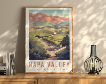 Napa Valley Poster, California Wine Country Wall Art, Vintage Vineyard Travel Print, Winery Decor, Wine Lover Gift