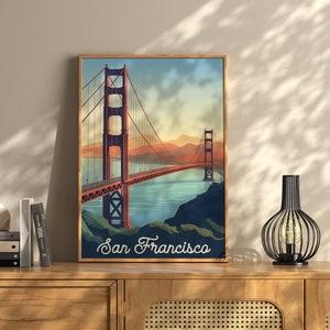 San Francisco California Golden Gate Bridge Travel Poster | San Francisco Travel Poster | Golden Gate Bridge Travel Poster | California