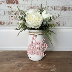 Baby in Bloom Mason Jar Tags, Girl Baby Shower Decor, DIY Centerpiece, Spring Baby Shower, Floral Baby Shower, Baby Shower Party Supplies