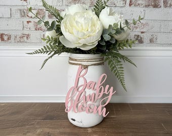 Baby in Bloom Mason Jar Tags, Girl Baby Shower Decor, DIY Centerpiece, Spring Baby Shower, Floral Baby Shower, Baby Shower Party Supplies