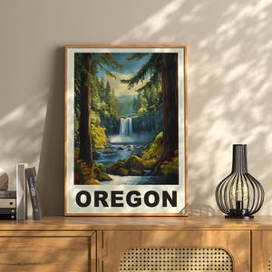 Oregon Forest Travel Poster: Vintage Pacific Northwest Art Print