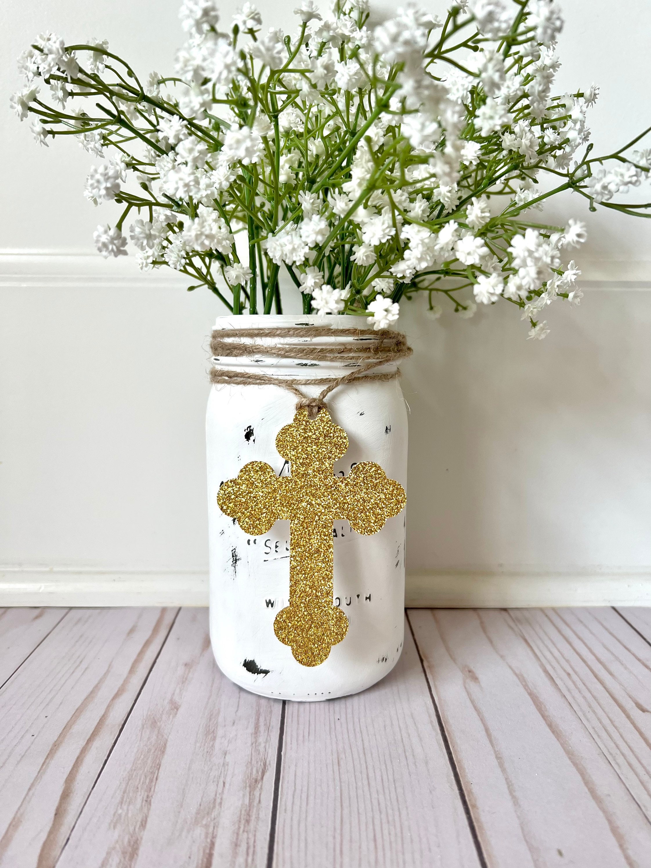 Custom Baptism Mason Jar Tags: Christening Party Decor