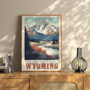 Póster de viaje de Jackson Hole, Wyoming / Póster de viaje de Wyoming / Decoración de pared / Wyoming / Póster de viaje / Arte de pared de JacksHole, Wyoming / Vintage