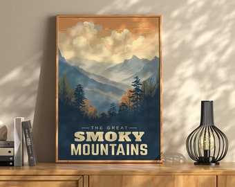 Vintage Smoky Mountains Travel Poster: National Park Wall Art