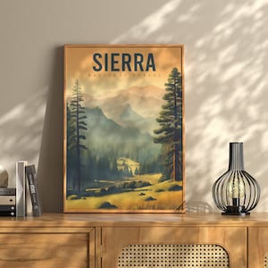 Sierra National Forest Travel Poster | Sierra Nevada National Forest Home Decor | California Wall Decor | California Art | National Forests