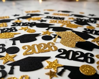 2026 Graduation Confetti, Custom Colors, Grad Party Decorations, Table Scatter, Class of 2026 Decor, Black Gold or School Colors