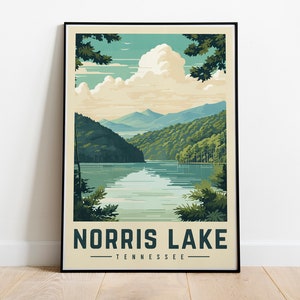 Norris Lake Tennessee Poster, Clinch River Clear Water Lake Art, TN Lake Wall Art, Hiker Gift, Fishing Cabin Decor, Nature Print