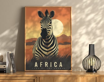 Africa Zebra Travel Poster | Africa Travel Poster | Africa Travel Art | Africa Zebra Travel Poster | Africa Travel Print | Africa Zebra