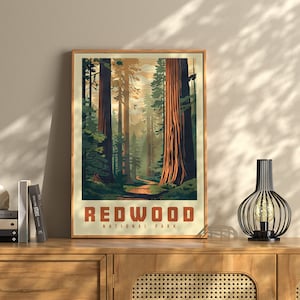 Redwood National Park Travel Poster | Redwood Travel Poster | Redwood Travel Art | Redwood Vintage Poster National Park | Redwood California