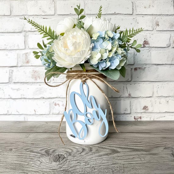 Boy Baby Shower Centerpieces With Mason Jars Baby Boy Tags For