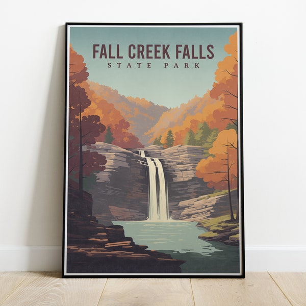 Fall Creek Falls State Park Tennessee Travel Poster | Tennessee State Parks | Tennessee Wall Decor | Tennessee Art | State Parks