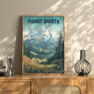 Mount Shasta California Travel Poster | Mount Shasta Travel Poster | California Travel Art | Mount Shatsa Travel Print | Travel Poster