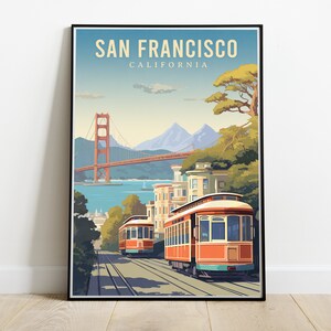 San Francisco California Vintage Travel Poster | San Francisco Poster | San Francisco Golden Gate Bridge | Golden Gate Bridge | California