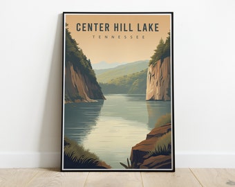 Custom Center Hill Lake Tennessee Vintage Travel Poster | Center Hill Lake Poster | Tennessee Wall Decor | Tennessee Art | Travel Poster