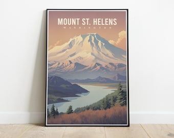 Mount St. Helens Travel Poster: Washington Cascade Mountains Art Print